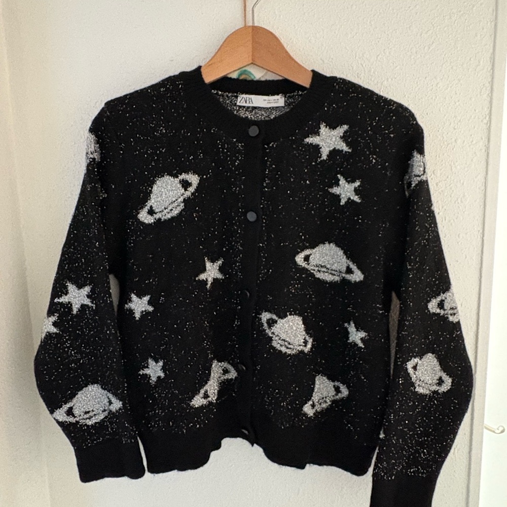 Zara Black and White Cosmic Cardigan
